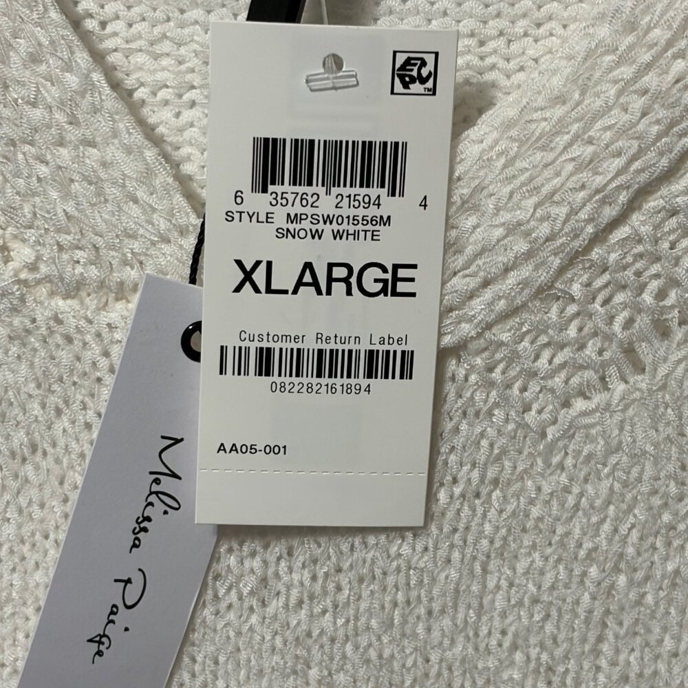 Melissa Paige V-Neck Sweater XL Snow White Knit Short Sleeve Boxy Oversized Chic - Picture 6 of 7